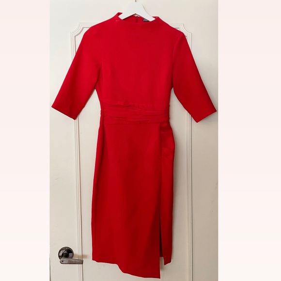 Zara Red Side Slit Dress - Picture 2 of 4